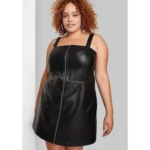 Wild Fable Zip Up Black Faux Leather Mini Dress XXL NWT